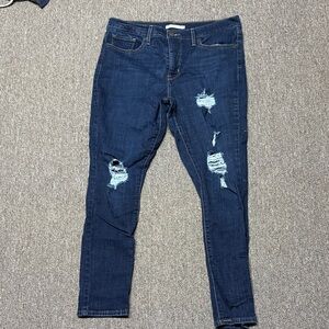Levi's Dark Blue Distressed Skinny Jeans
